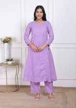 Thumbnail for Miravan Womens Lavender Angrakha Kurta Set - Distacart