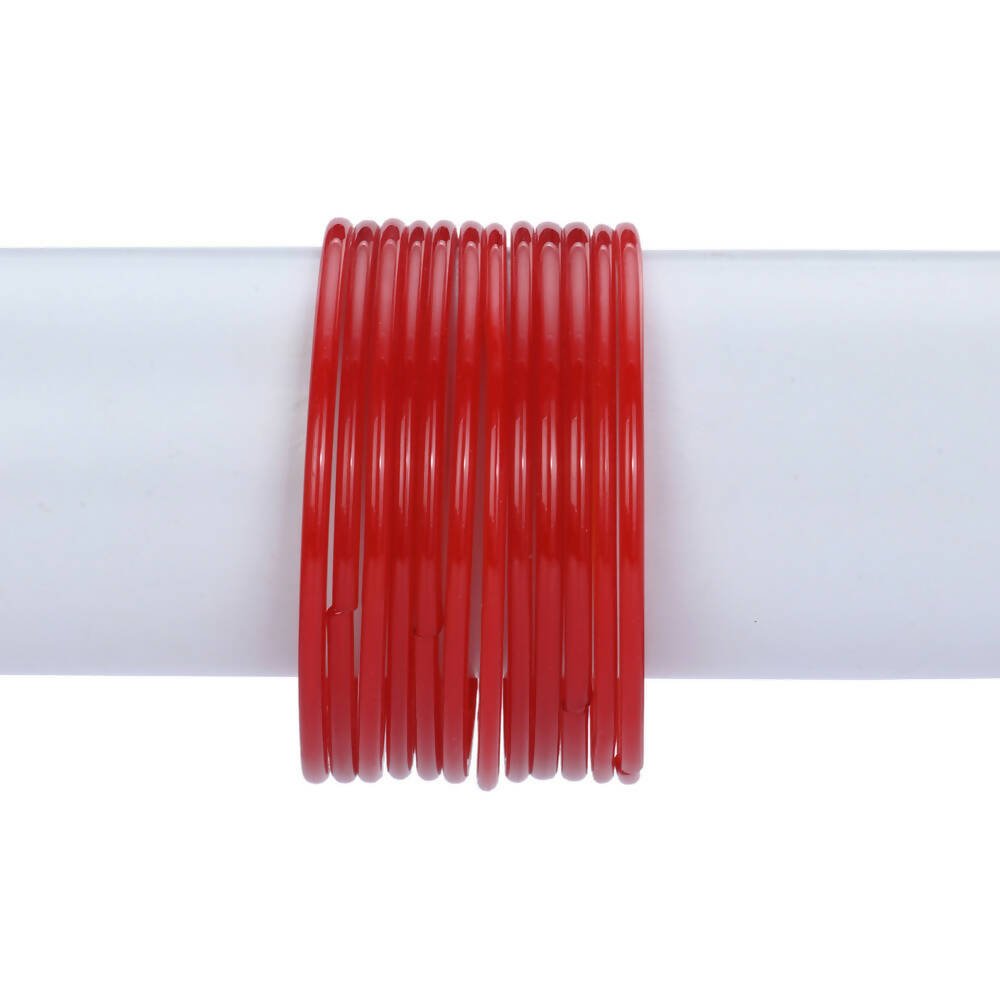 Afast Shining Red Glass Party, Wedding, Daily Use Bangle Set, Pack Of 12 - Distacart