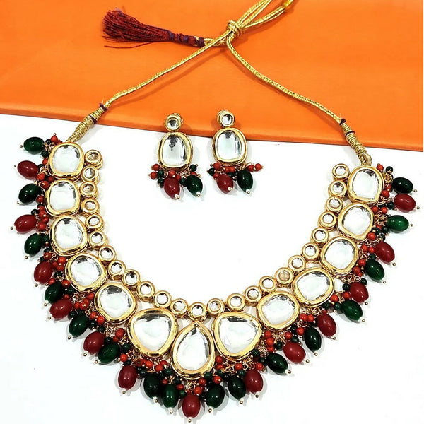 Joban Fashion Hand Made High Quality Gold Plated Base Metal Alloy Kundan Stone Studded Kundan Jewellery Set - Distacart