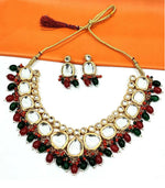 Thumbnail for Joban Fashion Hand Made High Quality Gold Plated Base Metal Alloy Kundan Stone Studded Kundan Jewellery Set - Distacart