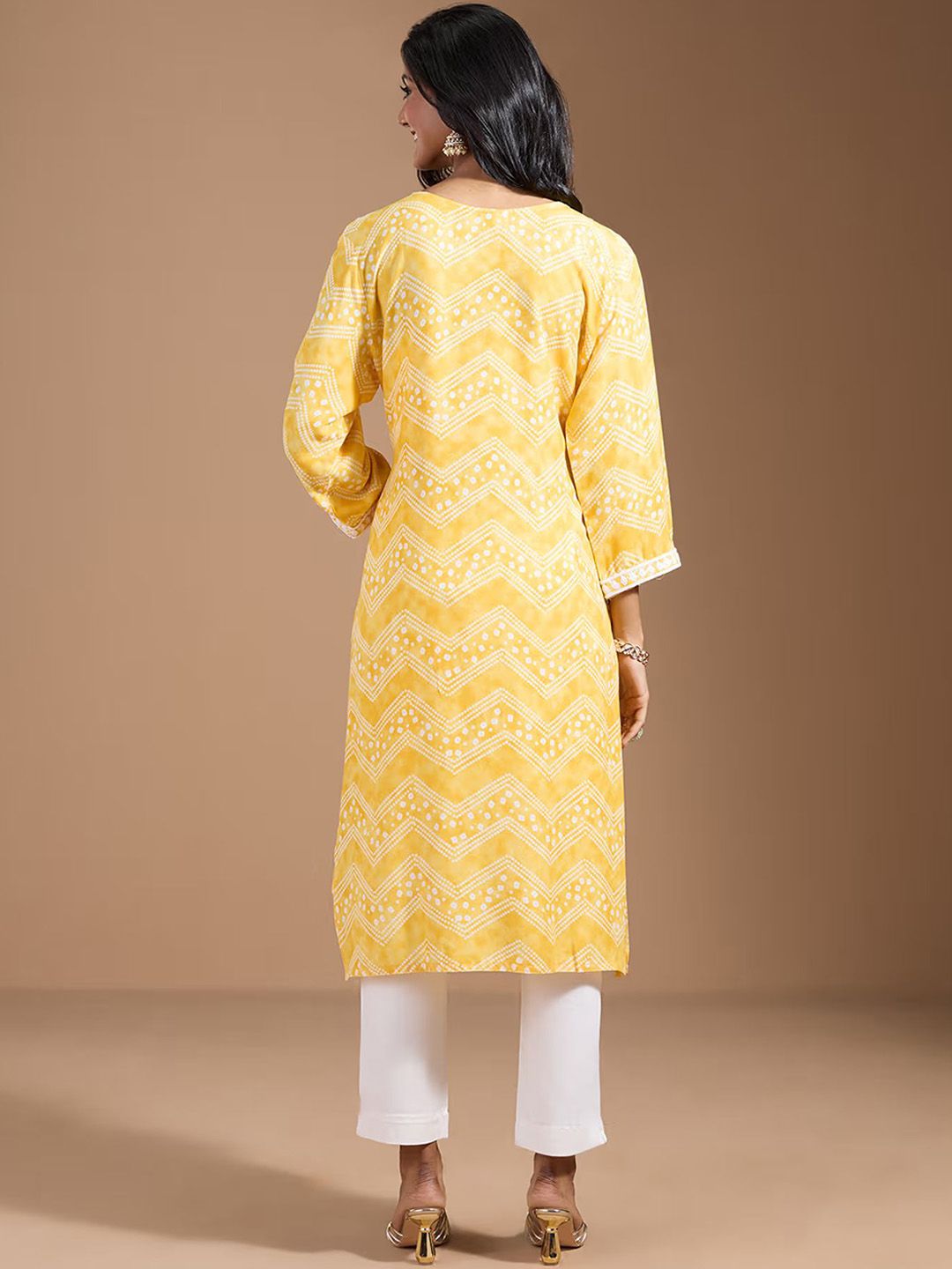 Ode by House of Pataudi Women Geometric Embroidered Flared Sleeves Chikankari Kurta - Distacart