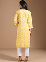 Thumbnail for Ode by House of Pataudi Women Geometric Embroidered Flared Sleeves Chikankari Kurta - Distacart