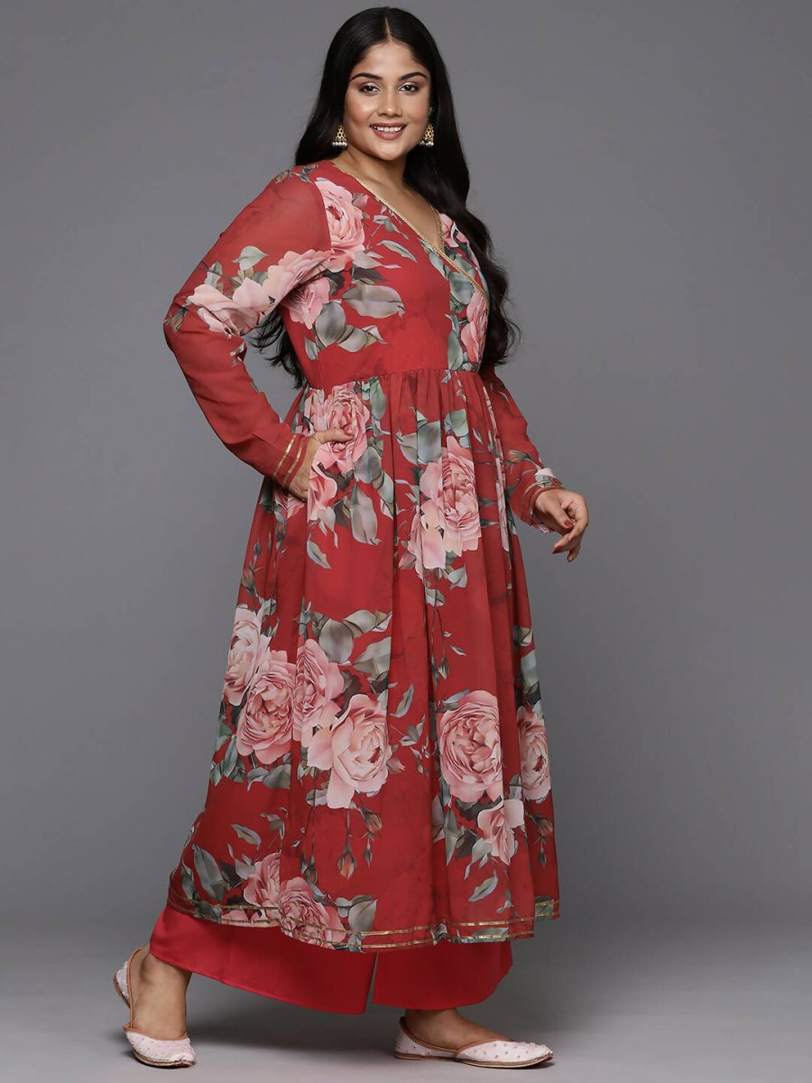 Ahalyaa Women's Traditional wear Kurta Set - Red - Distacart