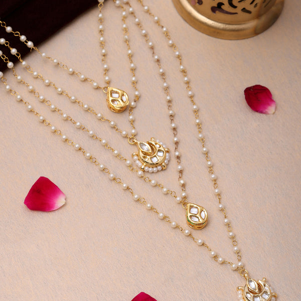 Ruby Raang Gold Kundan Layered Necklace - Distacart
