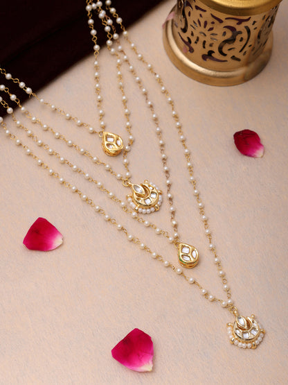 Ruby Raang Gold Kundan Layered Necklace - Distacart