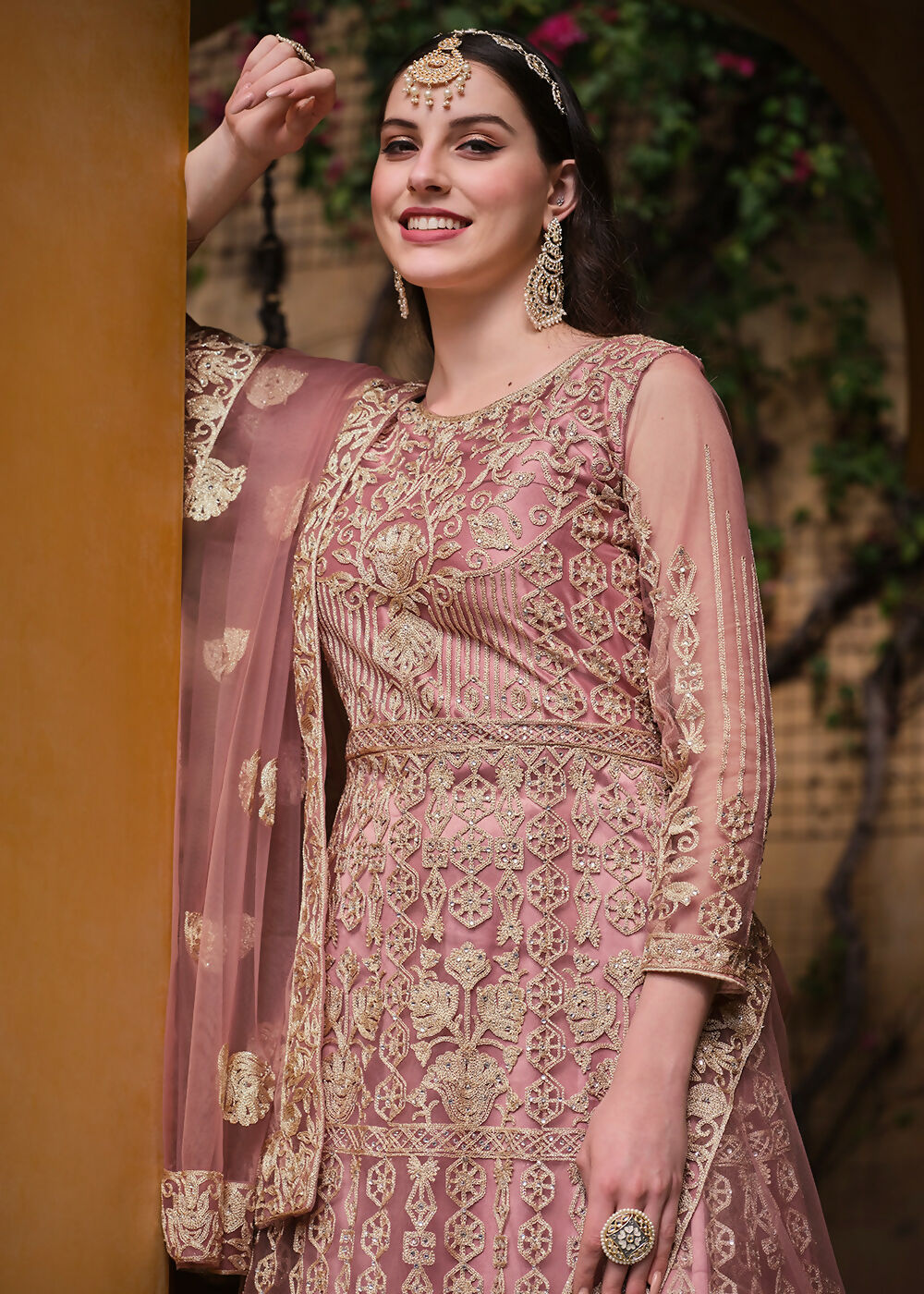 Light Purple Pure Butterfly Net Wedding Wear Anarkali Suit - Emponline - Distacart