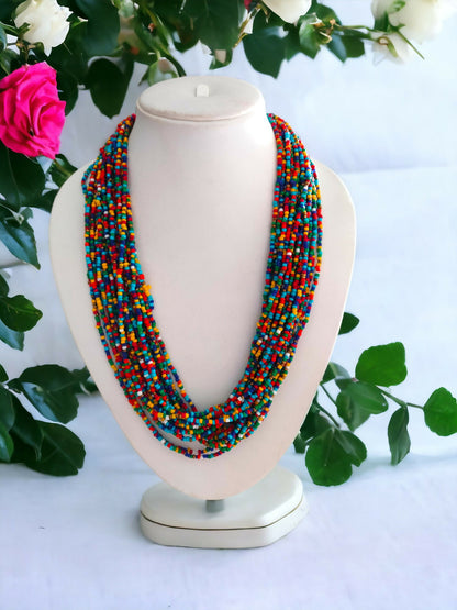 Inhanns Handmade Beaded Multilayer Necklace, 20 Layers - Multi Colour - Distacart