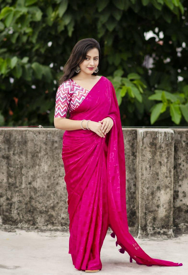 Rani Silk Blend Ethnic Motifs Saree with Unstitched Blouse - A2M