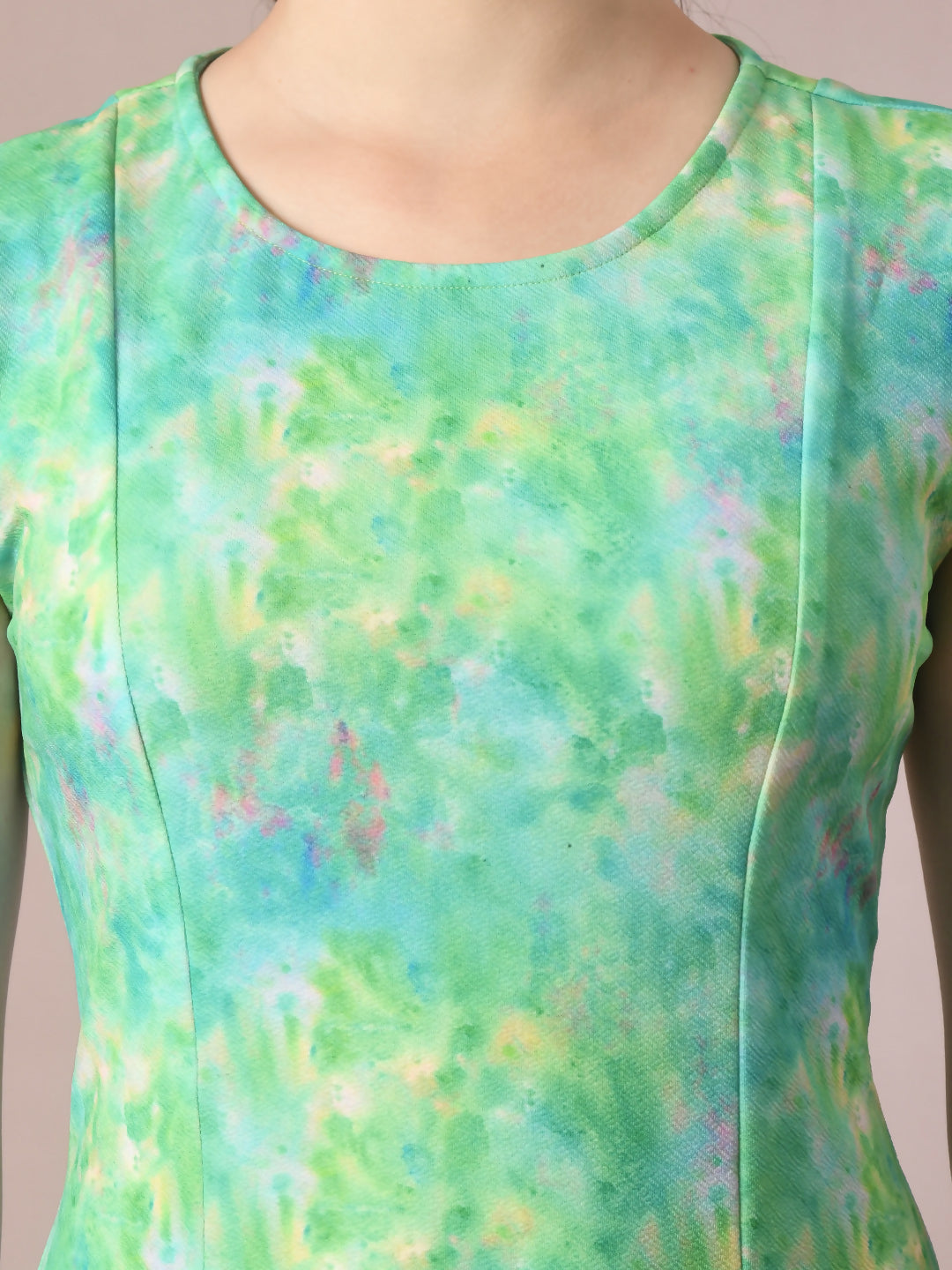 Myshka Women's Multi Printed Round Neck Fit and Flare Party Dress - Distacart