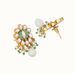 Thumbnail for Nuyug 22K Gold Plated Semi Precious Green Stone Studded Pearl Drop Stud Earrings