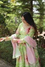Thumbnail for Teeya Creation Multicolor Georgette Heavy Embroidery And Sequence Work Anarkali With Pants And Dupatta - Distacart