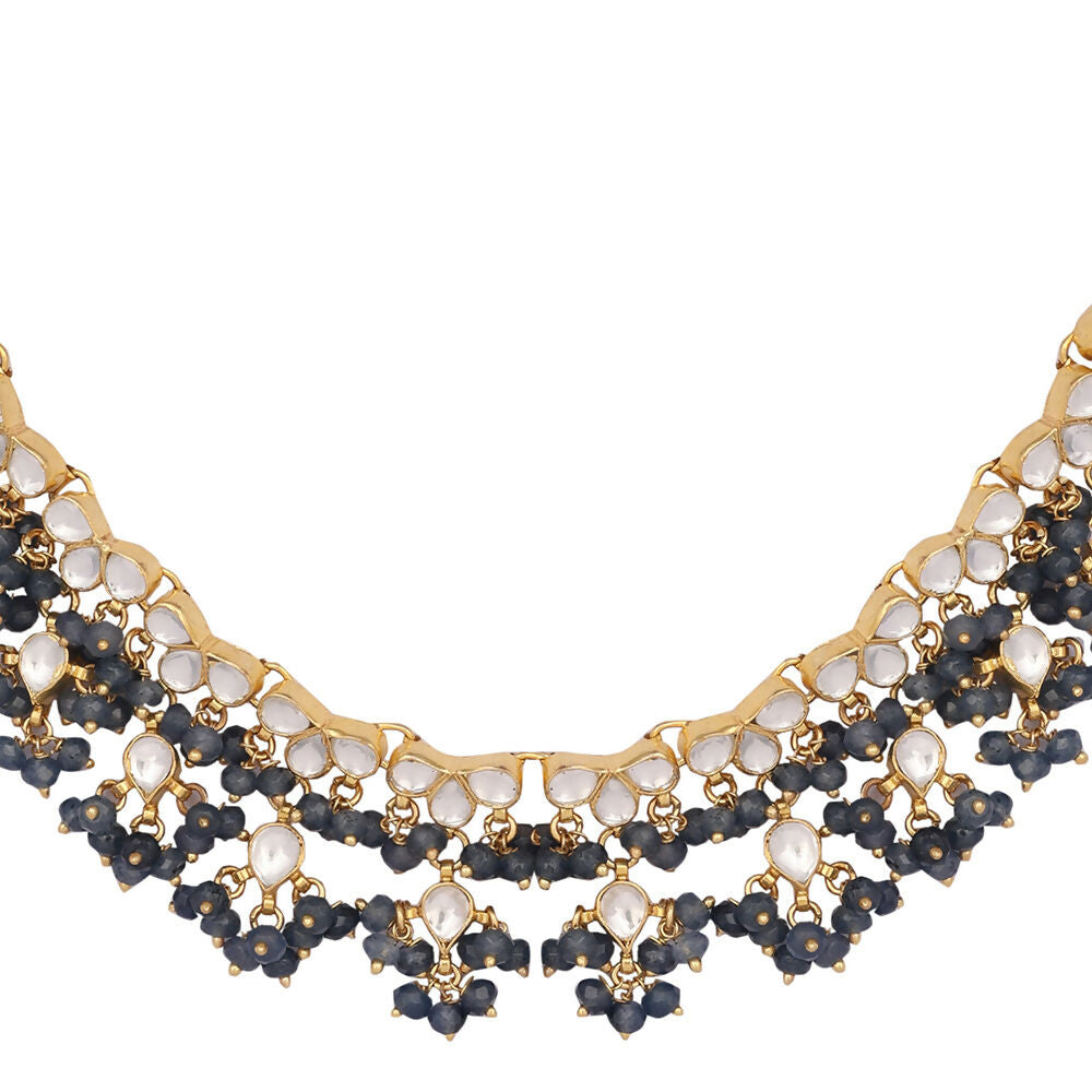 Nuyug 22K Gold Plated Azure Dusk Kundan Necklace