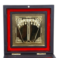 Thumbnail for AncientlRam Darbar Pocket Temple Box With Charan Paduka Square Shaped, Gold Plated - Distacart