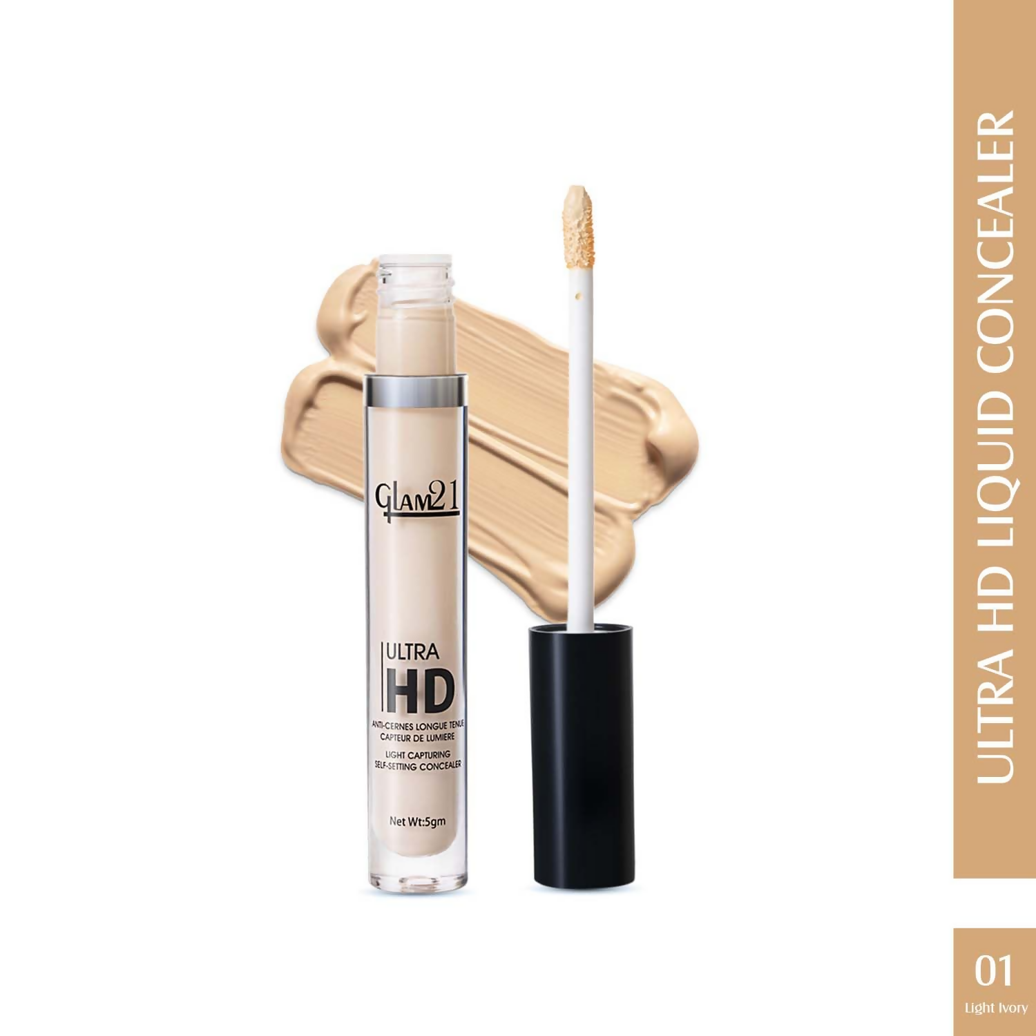Glam21 Ultra HD Liquid Concealer for HD Finish - Light Ivory - Distacart