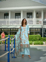 Thumbnail for Joban Fashion Positive Sky Blue Digital Print With Position Foil Kurta Set