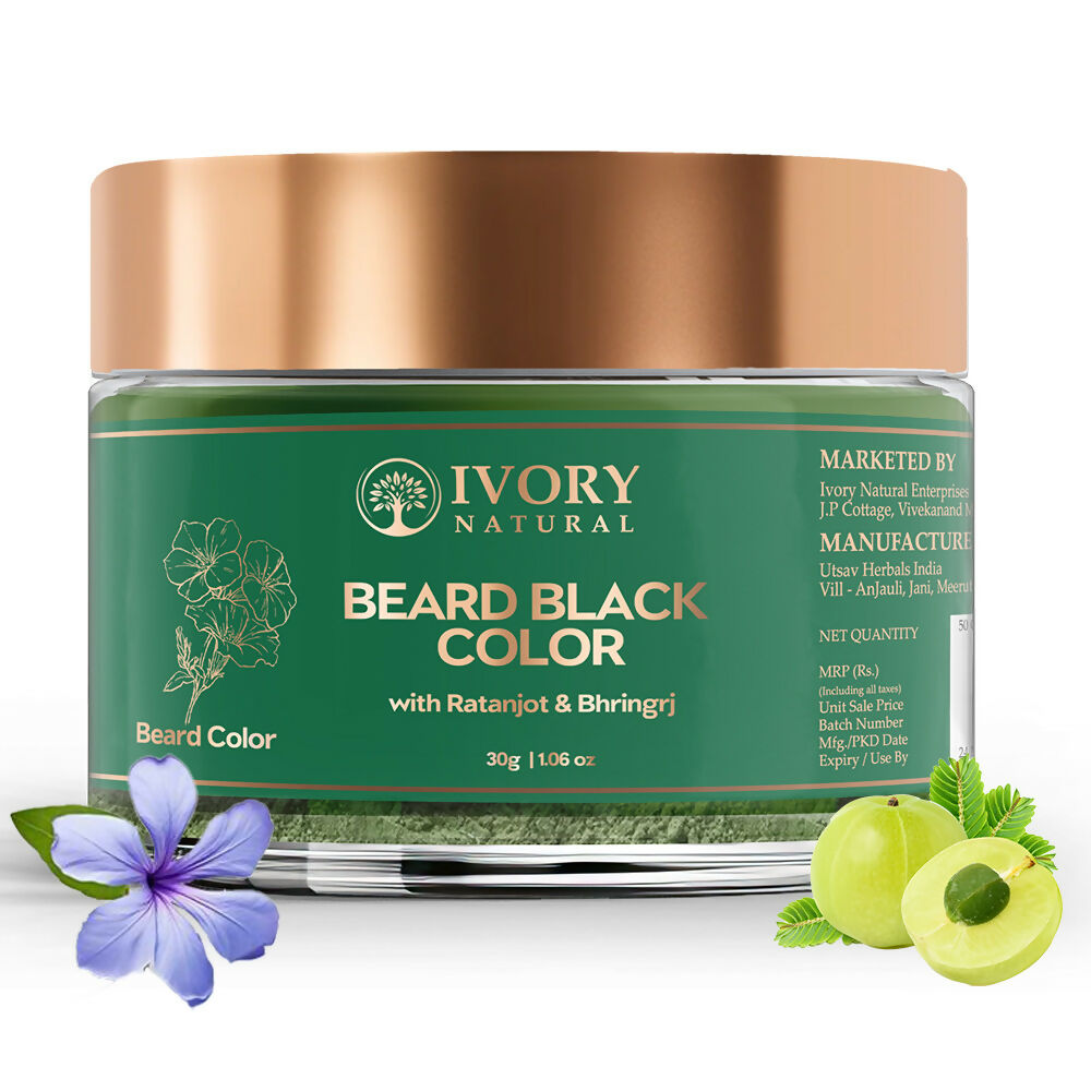 Ivory Natural Beard Black Color Organic - Instant Natural Plant Based Beard Color Powder - Distacart