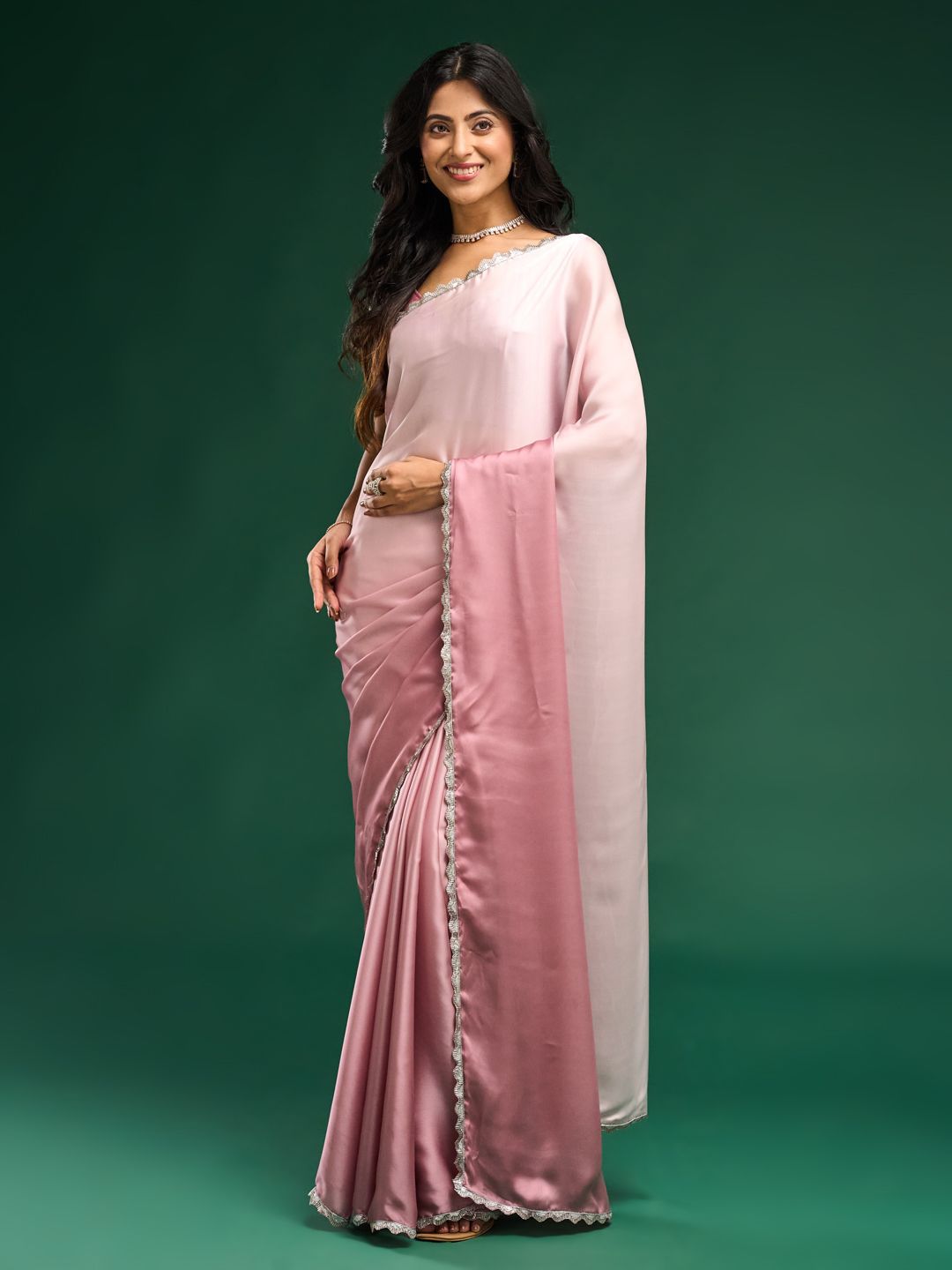 kasee Ombre Satin Saree - Distacart