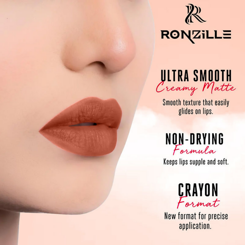 Ronzille Long Stay Matte Lip Crayon - Soft Peach - Dista