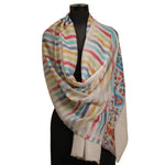Thumbnail for Nizalia Cashmere Fine Wool Beige Kani Palla Stole