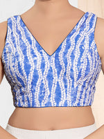 Thumbnail for Joban Fashion Blue Viscose Rayon Padded Blouse With V Neck Sleeveless