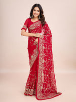 Thumbnail for kasee Floral Embroidered Pure Georgette Ready to Wear Saree - Distacart