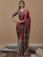 Thumbnail for Anouk Ajrak Block Poly Crepe Block Print Saree