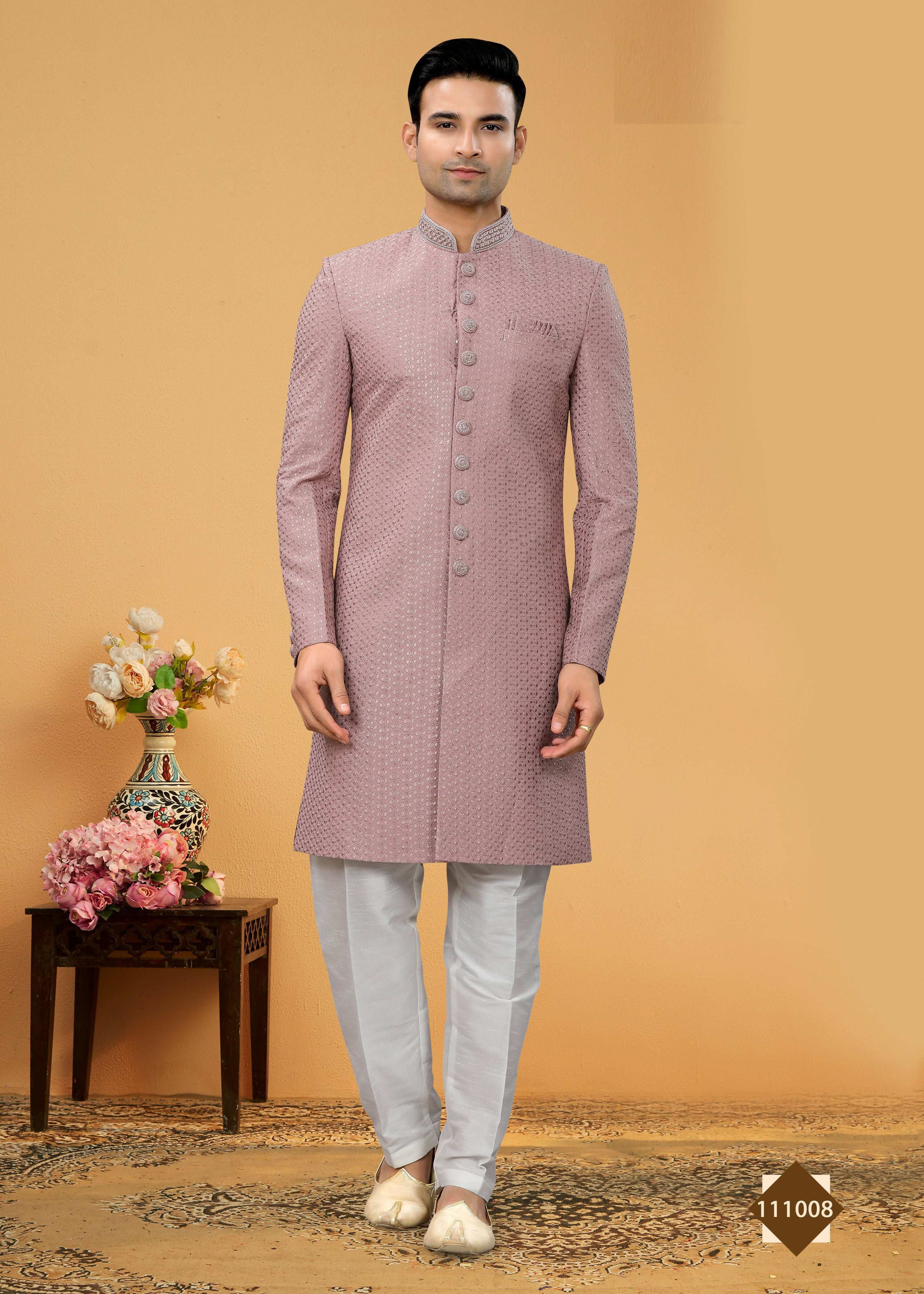 Joban Fashion Men's Light Purple Seltor Plain Kurta Pyjama set - Distacart