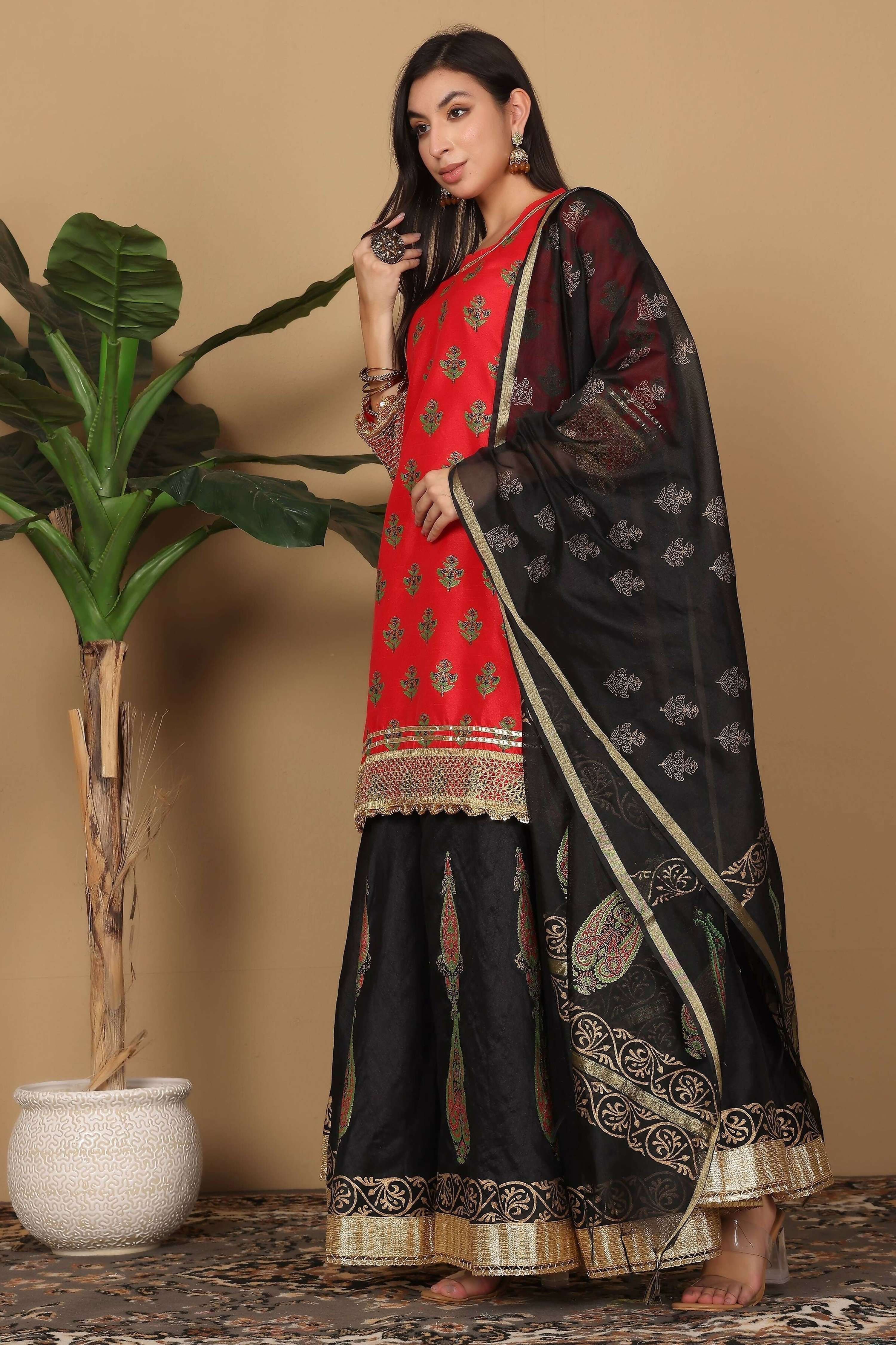 Joban Fashion Red Silk Lehenga Set