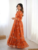 Thumbnail for Preksha Creation Georgette Floral Print Women Gown