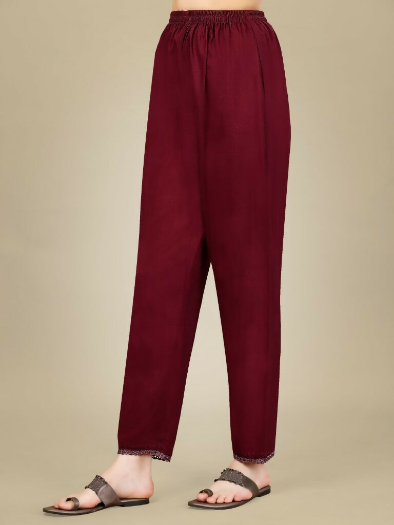 Jyoti Fashion Women's Maroon Silk Blend Embroidery & Sequence work Kurta with Trouser & Dupatta - Distacart