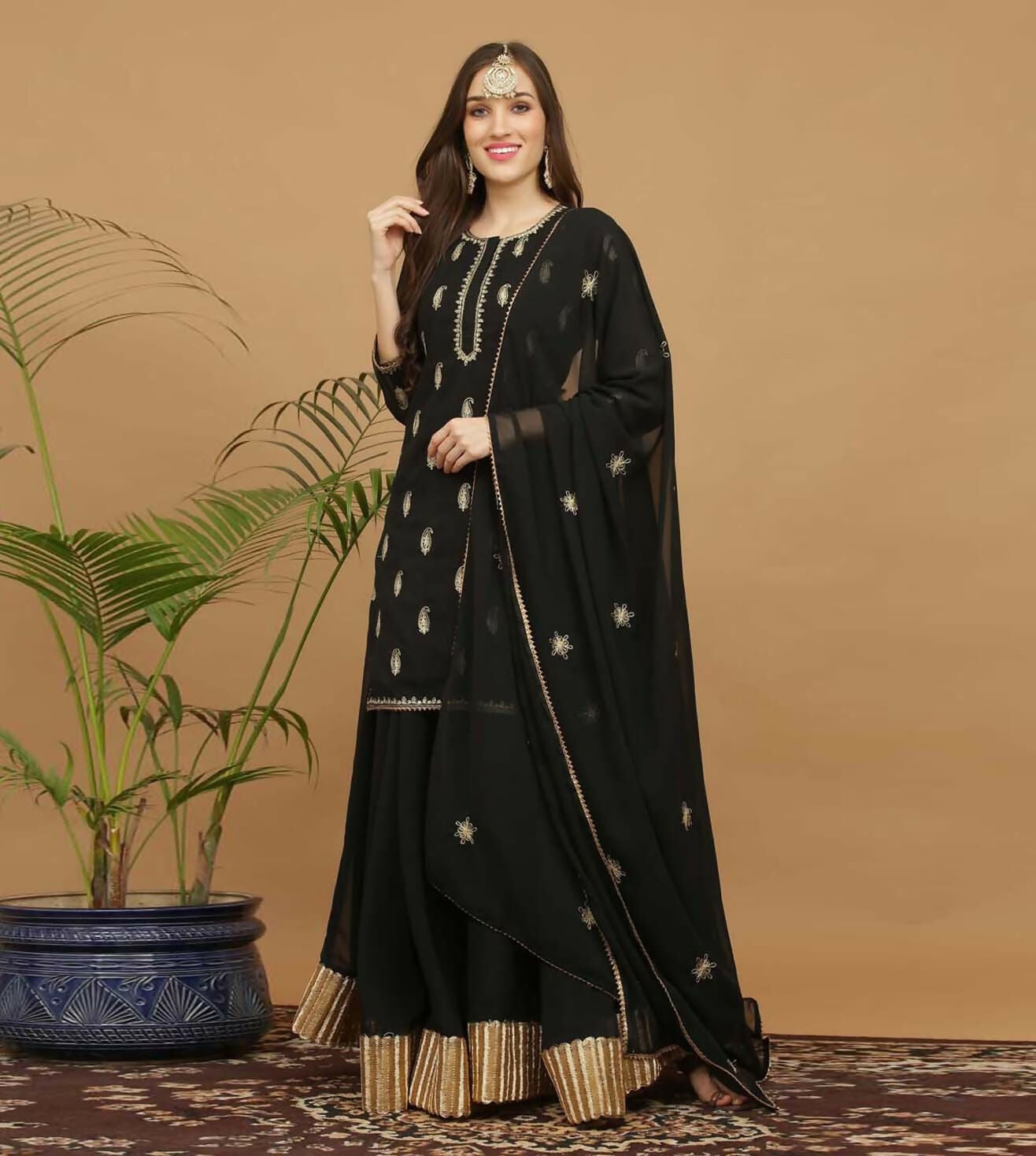 Joban Fashion Black Georgette Lehenga Set
