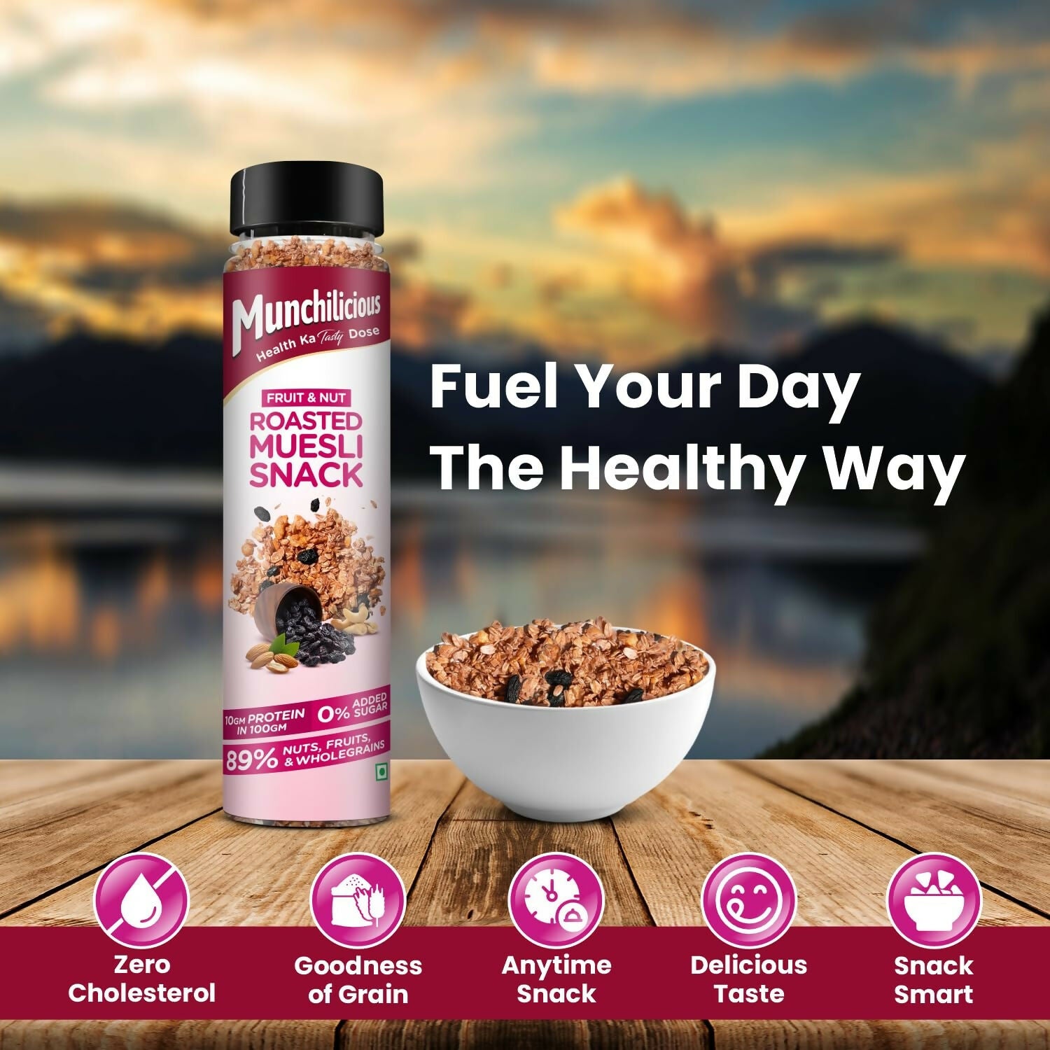 Munchilicious Muesli – Fruit & Nut Roasted Rolled Oats, Raisins, Almonds, Cashews & Peanut Butter - Distacart