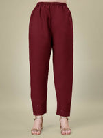Thumbnail for Jyoti Fashion Women's Maroon Cotton Blend Embroidery & Sequence work Kurta with Trouser & Dupatta - Distacart