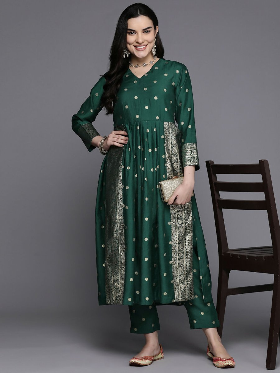 Ahalyaa Women's Traditional wear Kurta Set - Green - Distacart