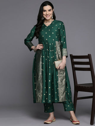 Ahalyaa Women's Traditional wear Kurta Set - Green - Distacart