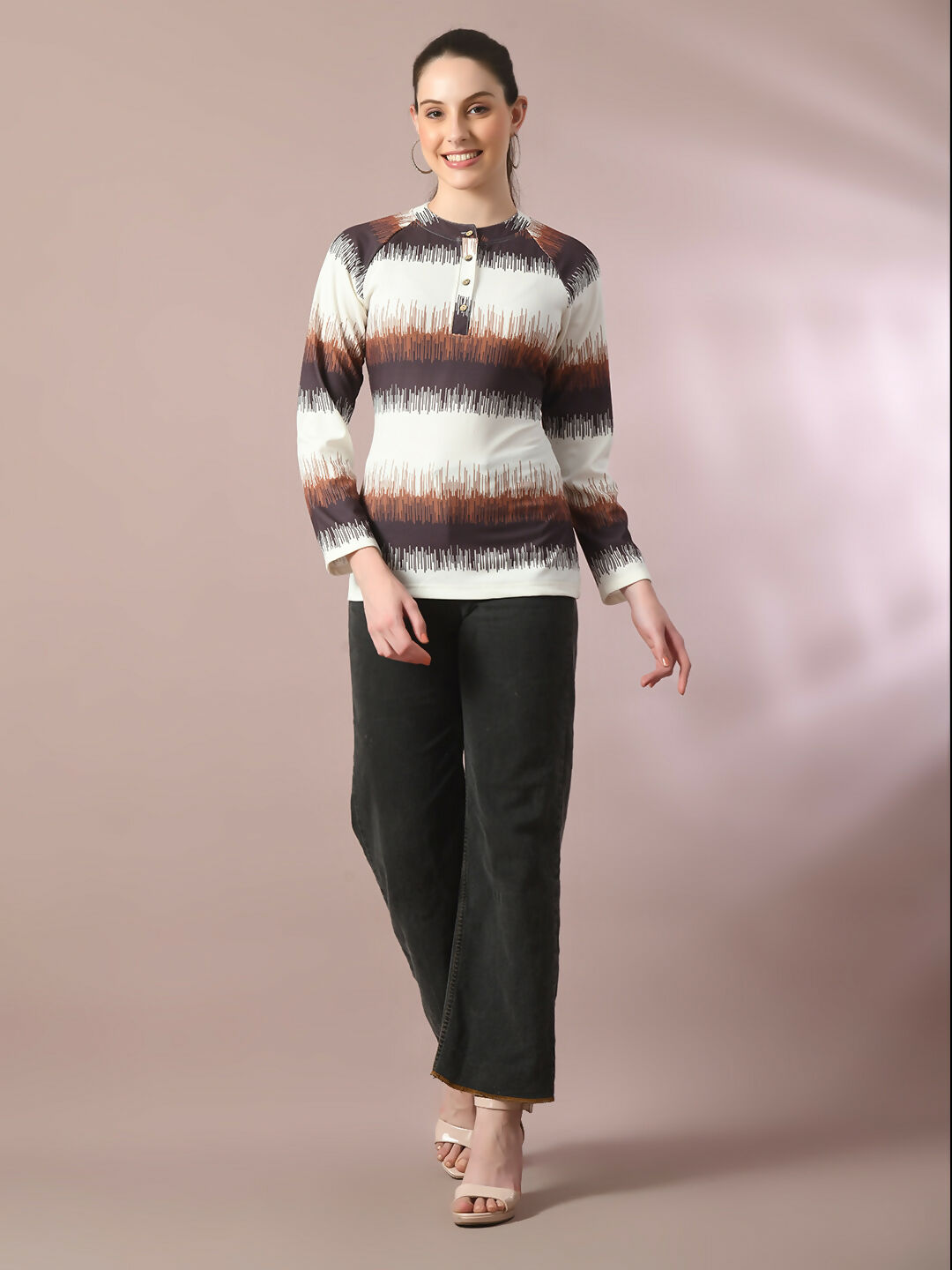 Myshka Women's Multi Embellished Raglan Sleeve Party Top - Distacart