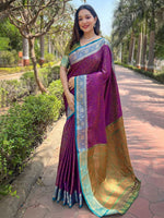 Thumbnail for Mitera Ethnic Motifs Silk Blend Saree - Distacart