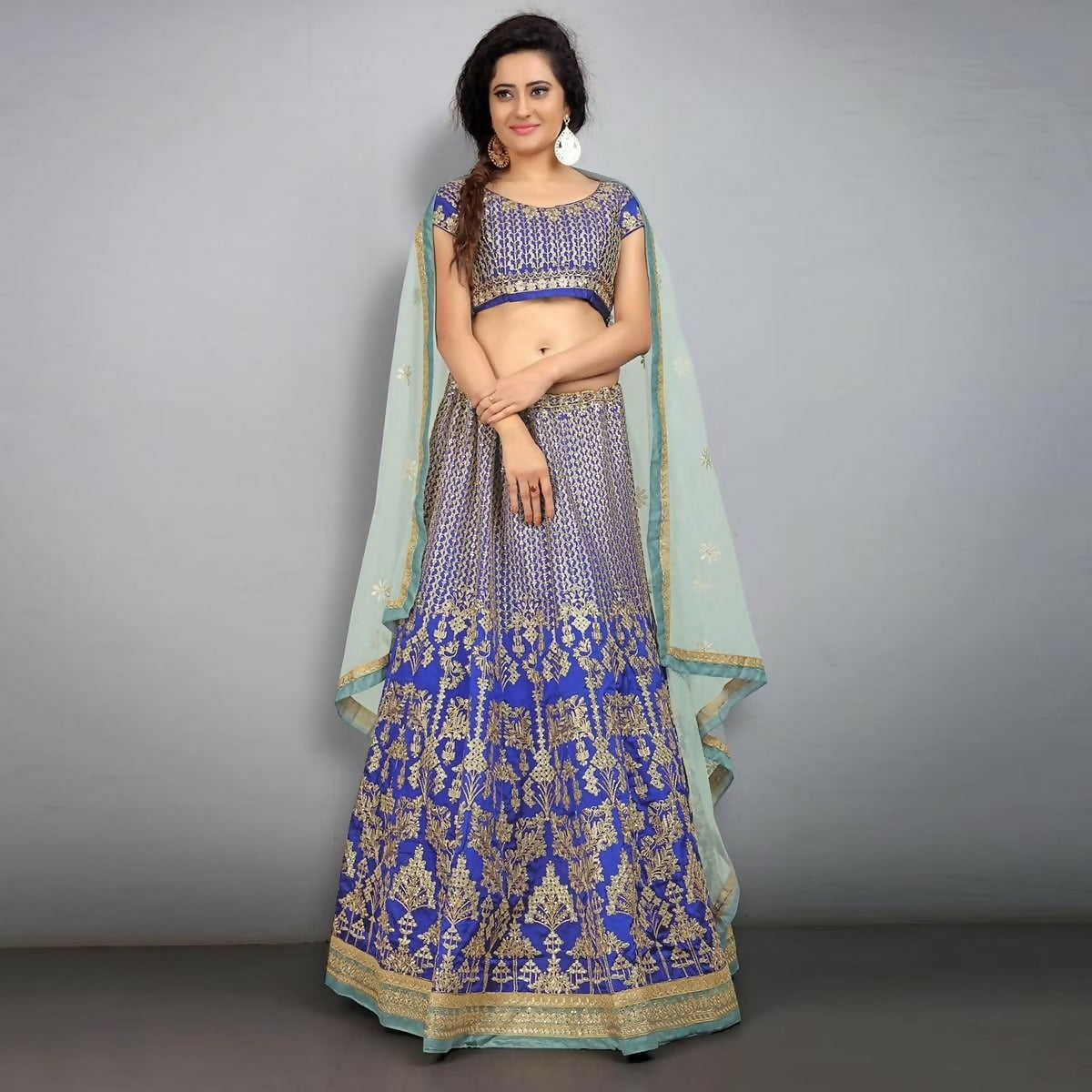 Jyoti Fashion Royal Blue Sequence, Dori & Zari Embroidery Tafeta Silk Lehenga Choli with Dupatta - Distacart