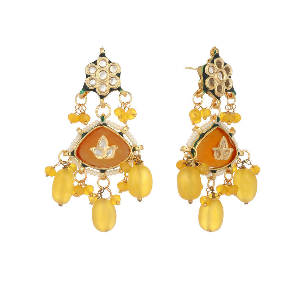 Nuyug Amber Glory Ethnic Earrings & Maang Tikka Set