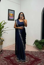 Thumbnail for Teeya Creation Blue Color Chinon Silk Wedding Wear Ready To Wear Saree With Koti - Distacart