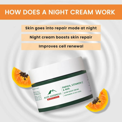 Alps Goodness Papaya, Vitamin C and AHAs Glow Night Cream - Distacart