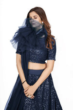 Thumbnail for Aastha Fashion Women's Navy Blue Faux Georgette Multi Sequins Work Party Wear Lehenga Choli - Distacart