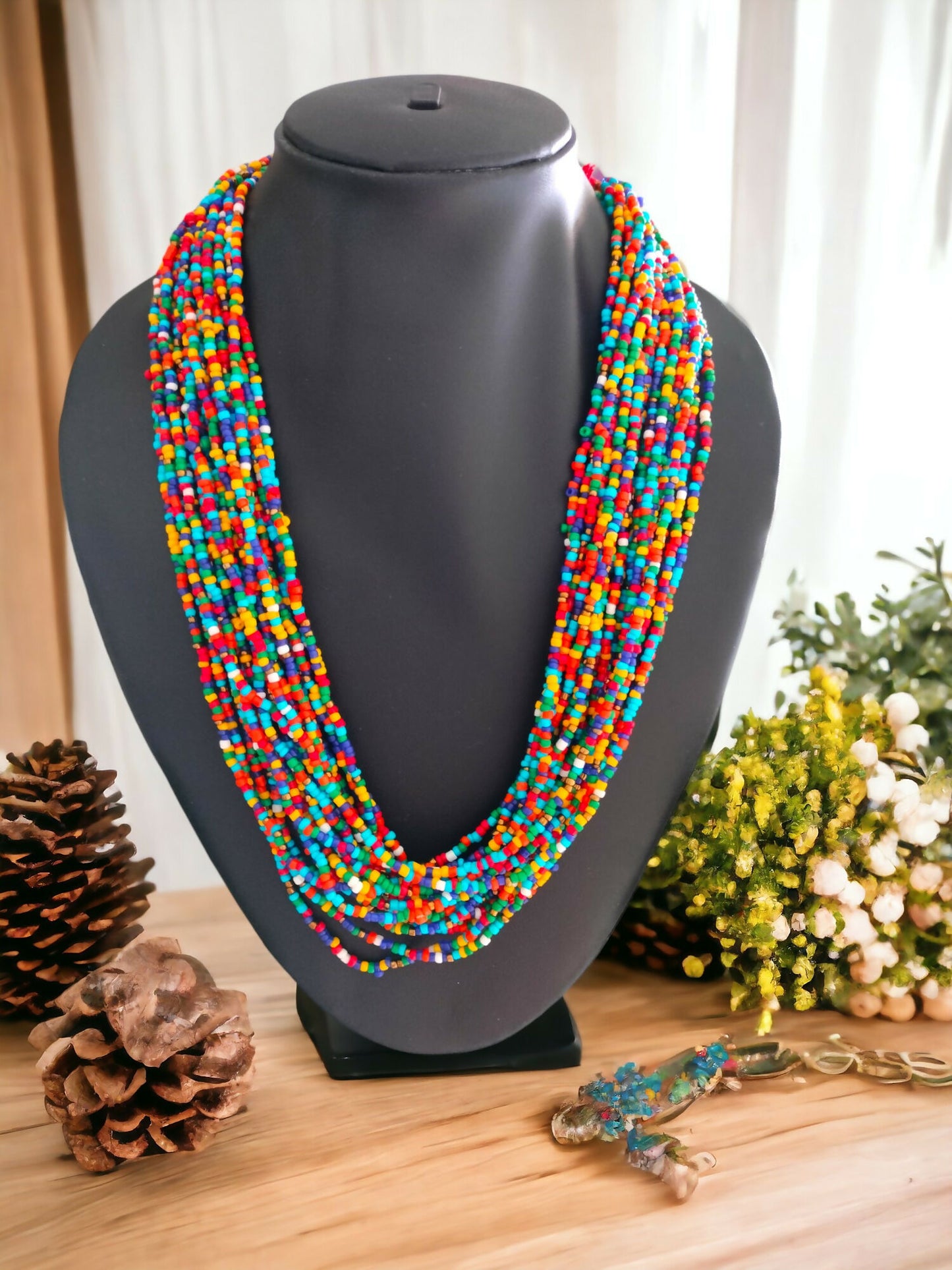 Inhanns Handmade Beaded Multilayer Necklace, 20 Layers - Multi Colour - Distacart