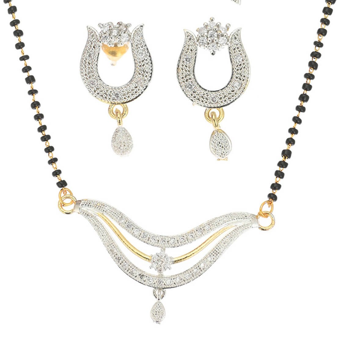 AanyaCentric Gold-plated Mangalsutra Pendant Earring Set & Silver Plated Anklet - Distacart