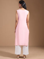 Thumbnail for Ode by House of Pataudi Women Striped Thread Work Kurta - Distacart