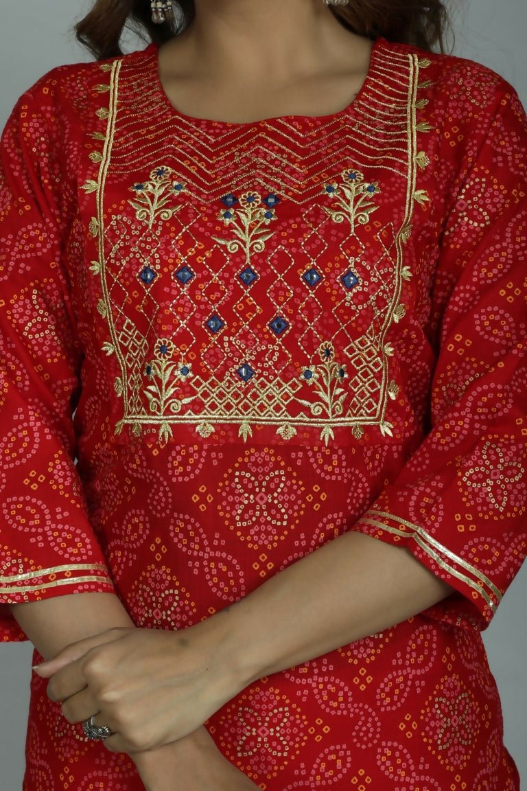 Alvano Printed Stylish A-line Kurti with Sharara set for Women and Girls Rayon (Orange) - Distacart