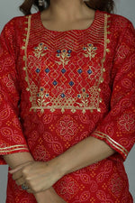 Thumbnail for Alvano Printed Stylish A-line Kurti with Sharara set for Women and Girls Rayon (Orange) - Distacart