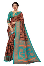Thumbnail for Vamika Brown Printed Art Silk Saree - Distacart