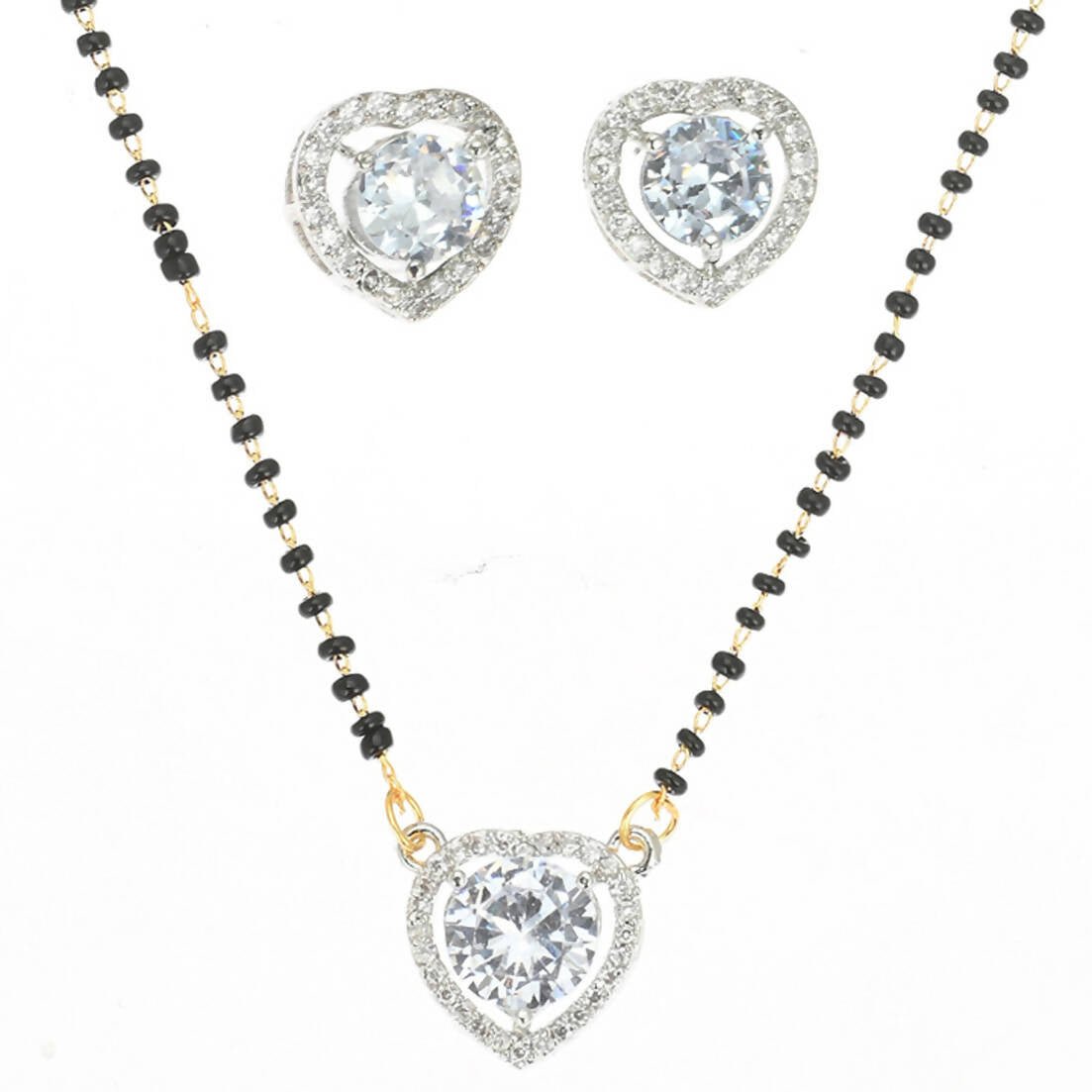 AanyaCentric Gold-plated Mangalsutra Pendant Earring Set & Silver Plated Anklet - Distacart