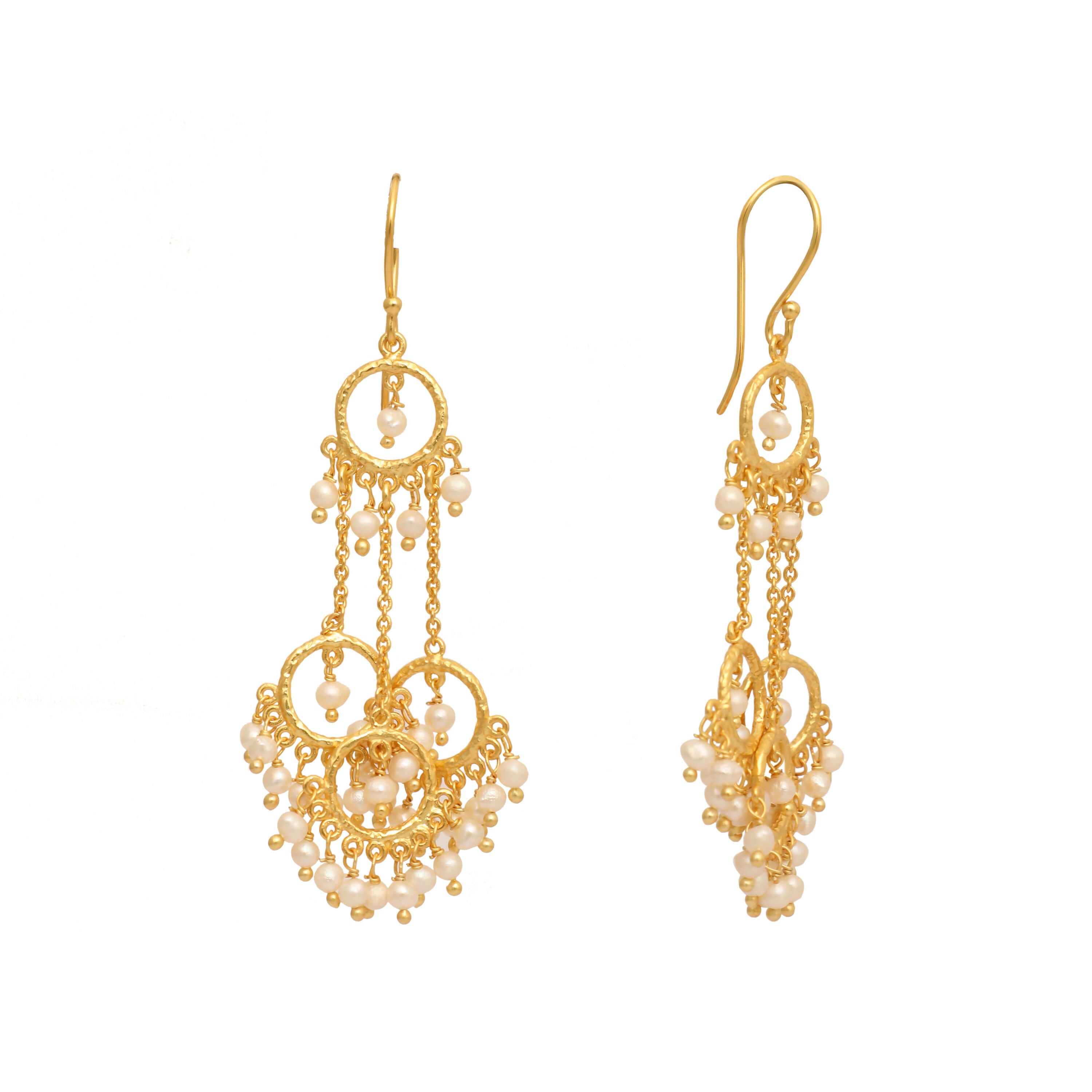 Nuyug 18k Golden Ring Pearl Drops Anti Tarnish Earrings